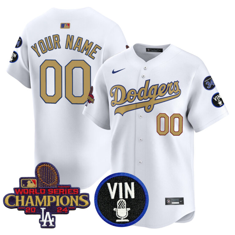 Men Los Angeles Dodgers Custom  Gold Vapor Premier Limited white MLB Nike Jersey 2025 style 3